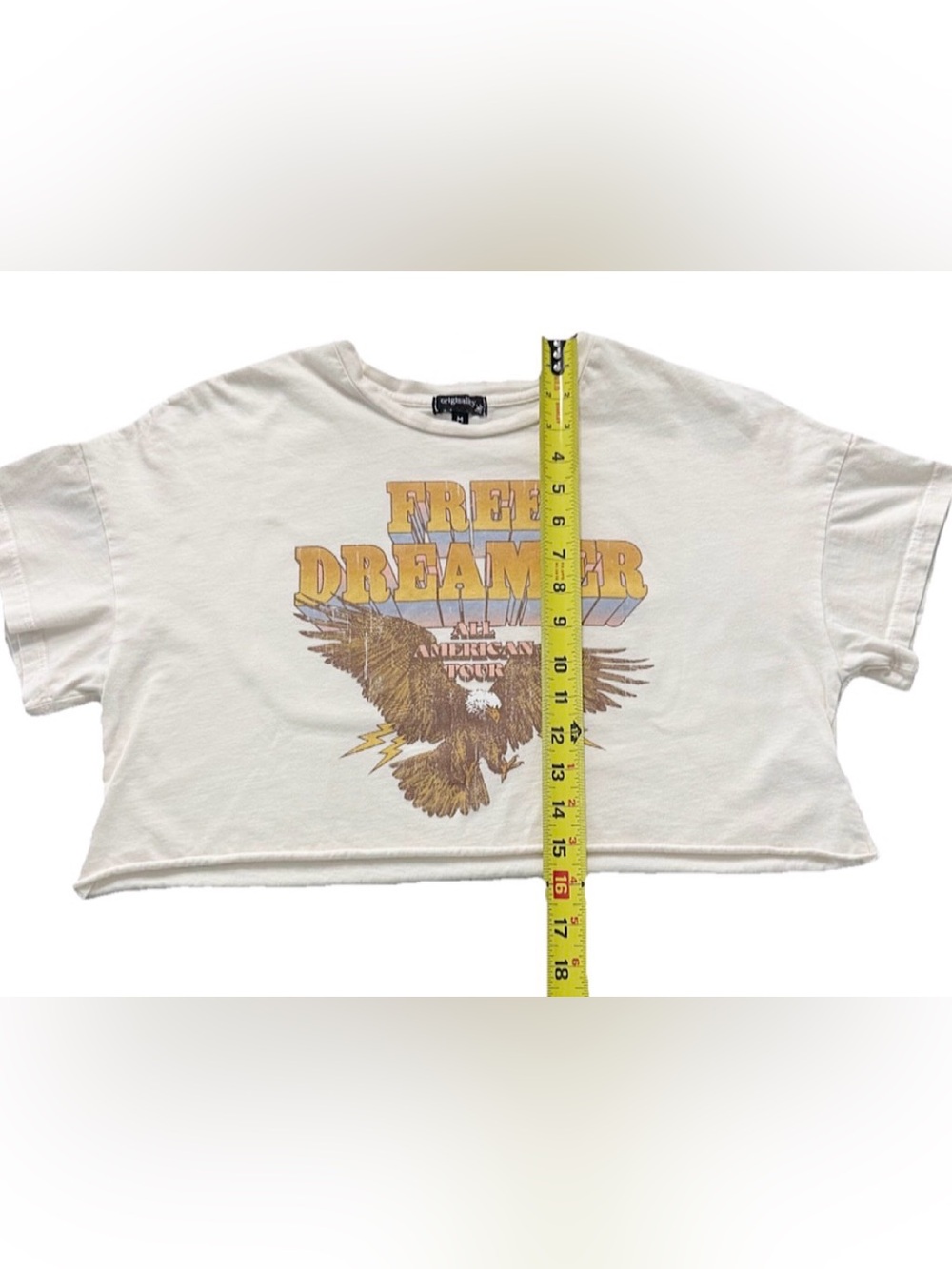 Free Dreamer All American Tour Cropped Graphic Tee Eagle USA Cotton M - Picture 5 of 7